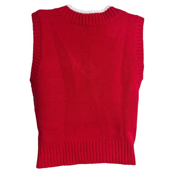 Major Label XS Red Christmas Flamingo Palm Tree Sweater Vest Holdiay Ugly EUC - Picture 5 of 10